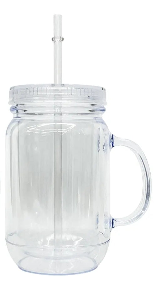 22oz Acrylic Mason Jar W/handle